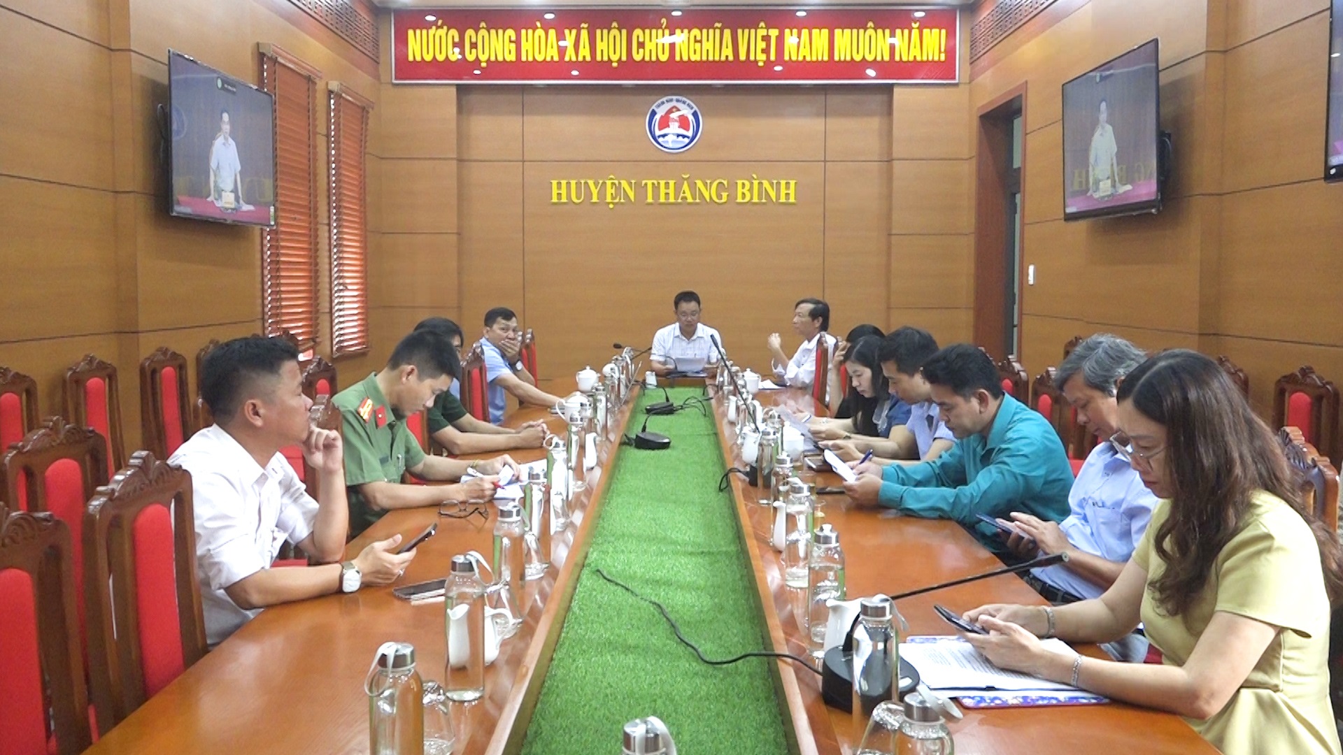 Thăng Bình tham gia cuộc họp trực tuyến triển khai các phương án phòng, chống dịch Covid – 19