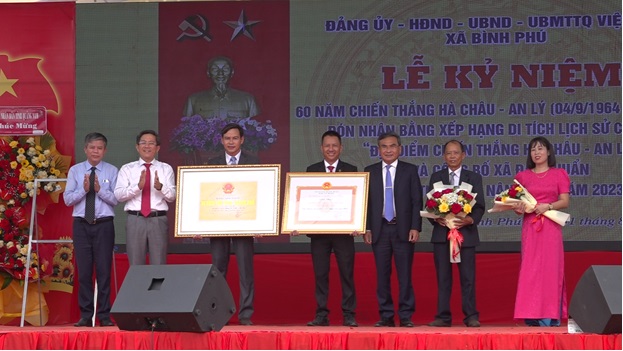 Xã Bình Phú đón nhận Bằng xếp hạng Di tích lịch sử cấp tỉnh “Địa điểm chiến thắng Hà Châu - An Lý”